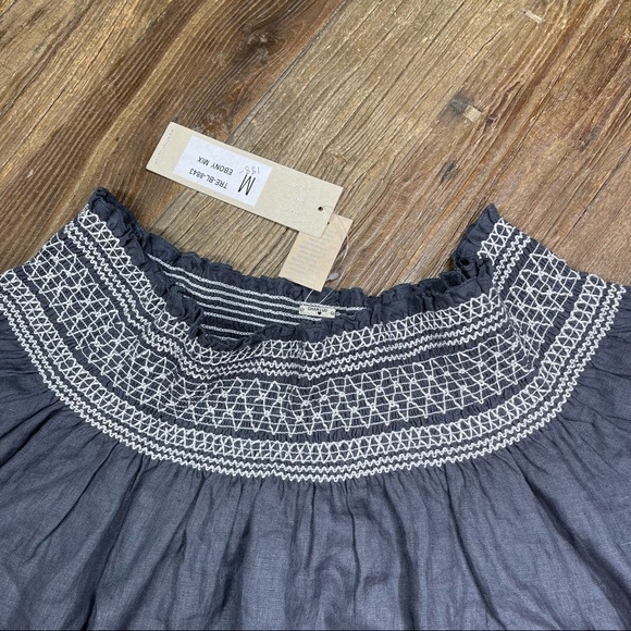 New~ Chan Luu Handcrafted Off The Shoulder Boho Linen Blouse Size M - Picture 5 of 10